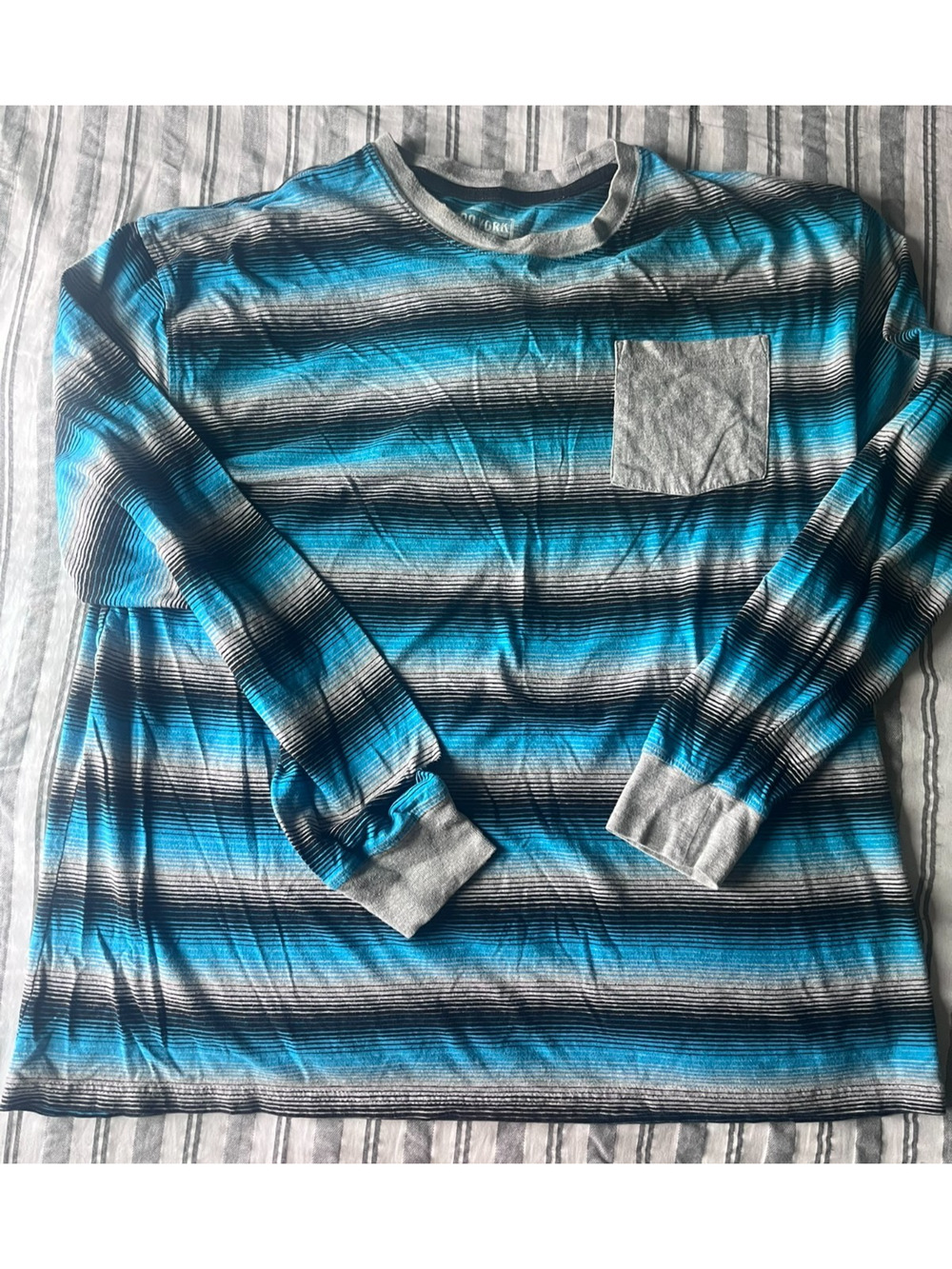 Zoo York Long Sleeve Shirt Mens XL Striped Pocket Skate Streetwear Tee Blue